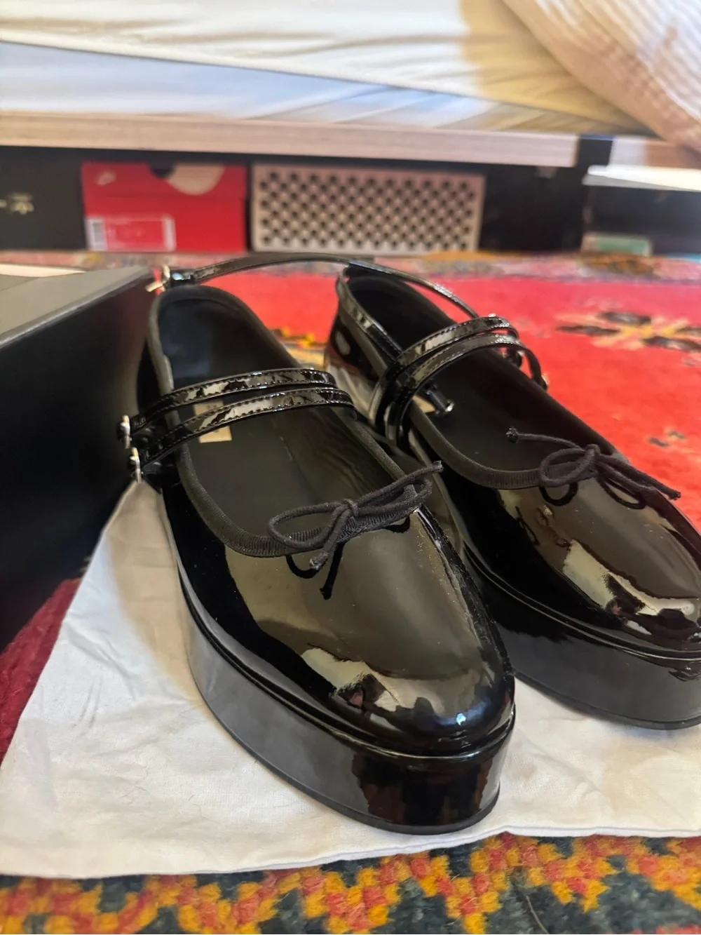 Repetto Black Patent Mary Jane Platform Shoes - Women's
